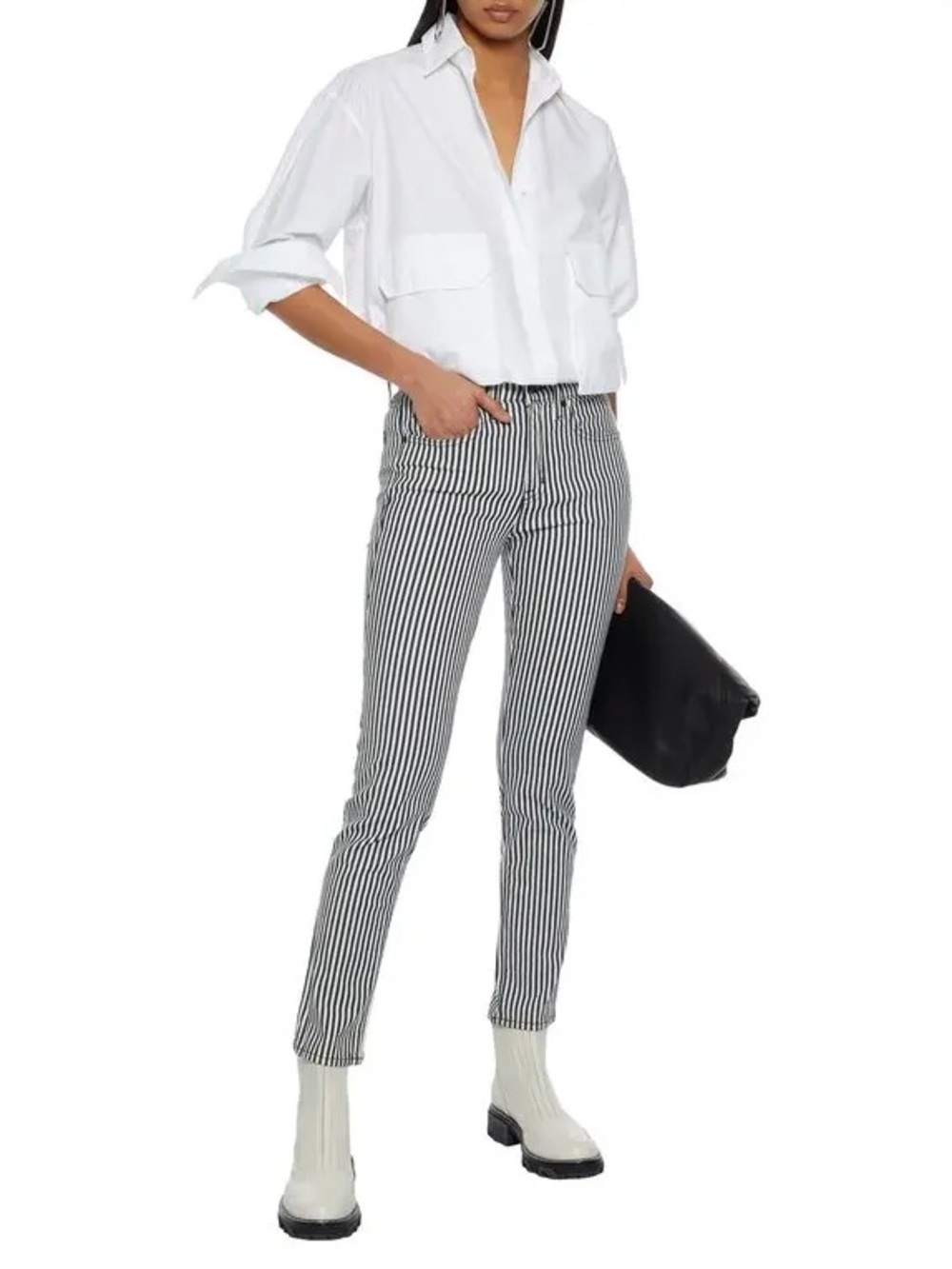 Nili Lotan Black and White Striped Skinny Jeans